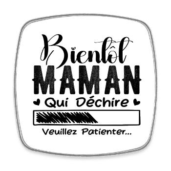 Soon mom who is tearing up, please wait mother - Square fridge magnet - white - Front