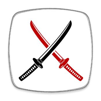 Symbole de l’épée de samouraï - Magnet carré - blanc - Devant