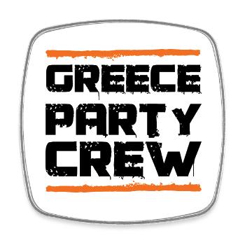 Équipe de fête en Grèce - Magnet carré - blanc - Devant