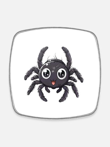 Niedliche Cartoon Spinne Mit Großen Augen - Viereckiger Kühlschrankmagnet - Weiß