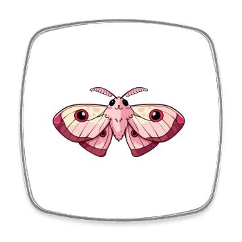 Adorable Pink Kawaii Moth - Square fridge magnet - white - Front