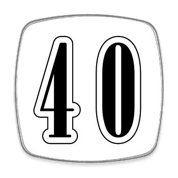 40 Zahl symbol - Viereckiger Kühlschrankmagnet - Weiß - Vorne