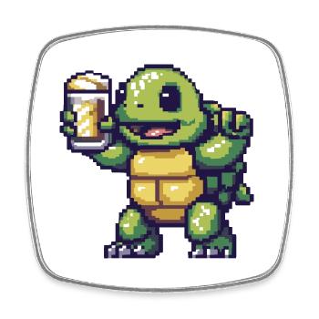 Turtle Beer Pixel - Square fridge magnet - white - Front