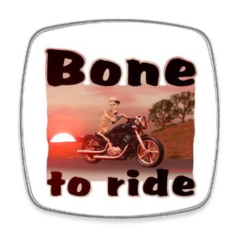 Bone to ride - Skelett auf Motorrad - Viereckiger Kühlschrankmagnet - Weiß - Vorne