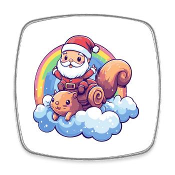 Eichhörnchen Weihnachtsmann Regenbogen - Viereckiger Kühlschrankmagnet - Weiß - Vorne