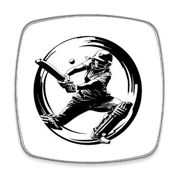 Cricket Sport - Viereckiger Kühlschrankmagnet - Weiß - Vorne