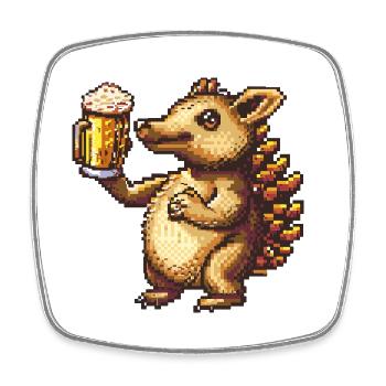 Gürteltier Pixel Bier - Viereckiger Kühlschrankmagnet - Weiß - Vorne