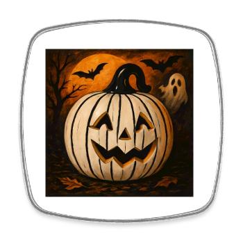 Halloween Kürbis gruselig Geschenk - Viereckiger Kühlschrankmagnet - Weiß - Vorne