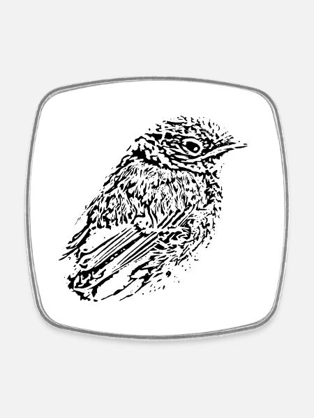 Vogel - Viereckiger Kühlschrankmagnet - Weiß