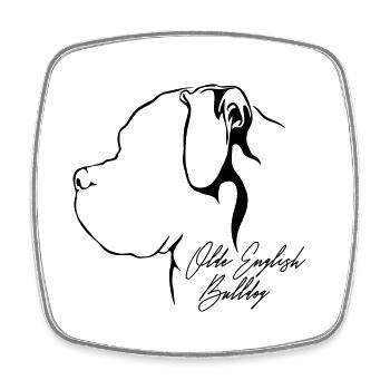 OLDE ENGLISH BULLDOG Profil Chiens Wilsigns - Magnet carré - blanc - Devant