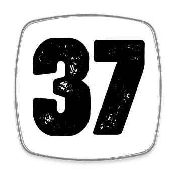 Maillot numéro 37 - Magnet carré - blanc - Devant