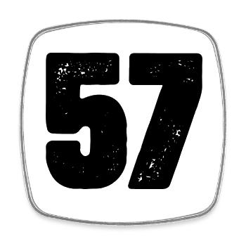 57 number jersey - Square fridge magnet - white - Front
