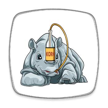 Lustiges Nashorn mit Korn - Viereckiger Kühlschrankmagnet - Weiß - Vorne