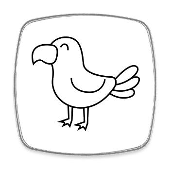 Adler Comic Tier - Viereckiger Kühlschrankmagnet - Weiß - Vorne