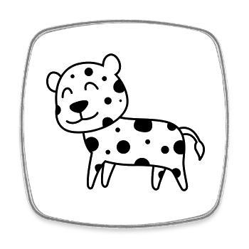 Leopard Comic Tier - Viereckiger Kühlschrankmagnet - Weiß - Vorne