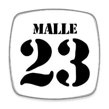 Malle 23 - Viereckiger Kühlschrankmagnet - Weiß - Vorne