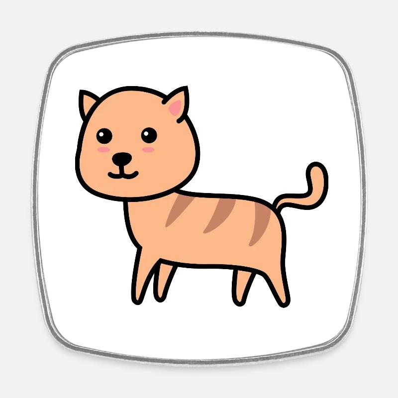 Katze Comic Tier - Viereckiger Kühlschrankmagnet - Weiß