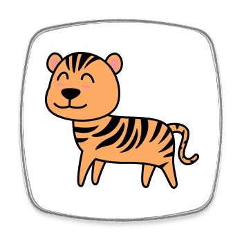 Tiger Comic Animal - Square fridge magnet - white - Front