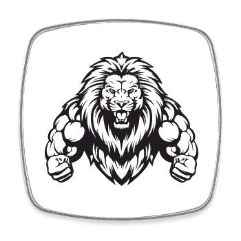 Lion Musculation Muscles Workout Gym - Magnet carré - blanc - Devant