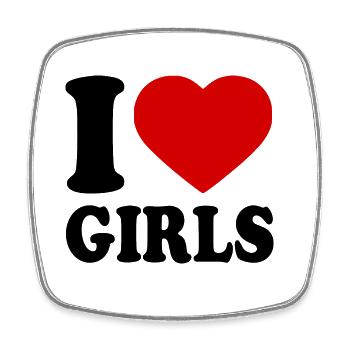 I love girls - Magnet carré - blanc - Devant
