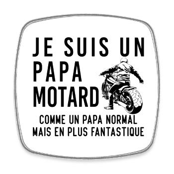 Je Suis Un Papa Motard Cadeau Père Fan de Moto - Magnet carré - blanc - Devant
