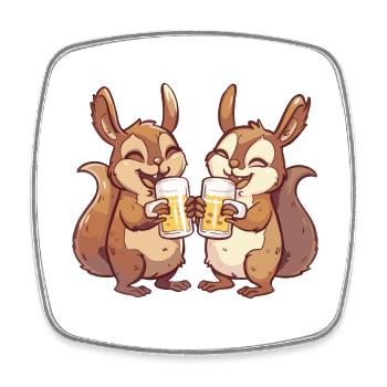 Squirrel Comic Beer Funny Booze - Square fridge magnet - white - Front