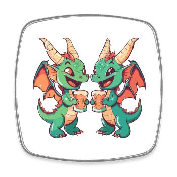 Fête drôle de bière de dragon - Magnet carré - blanc - Devant