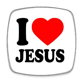 I love jesus - Square fridge magnet - white - Front