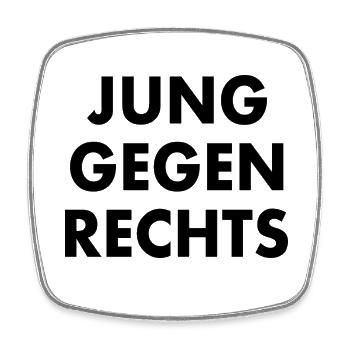 Jung gegen rechts - Viereckiger Kühlschrankmagnet - Weiß - Vorne