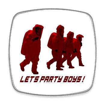 Hazmat Dance Lets party boys - Viereckiger Kühlschrankmagnet - Weiß - Vorne