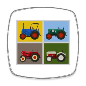 Retro Oldtimer-Traktoren Quartett - Viereckiger Kühlschrankmagnet - Weiß - Vorne