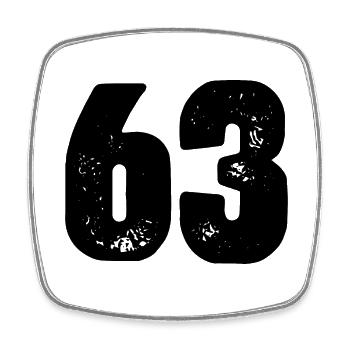 63 number jersey - Square fridge magnet - white - Front