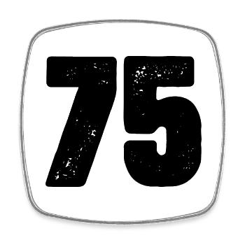 75 number jersey - Square fridge magnet - white - Front