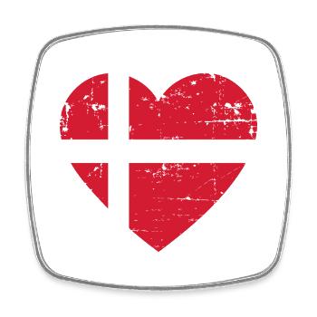 Drapeau du cœur du Danemark - Magnet carré - blanc - Devant