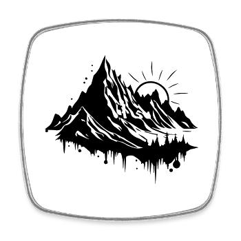 Mountains Silhouette Nature Symbol - Square fridge magnet - white - Front