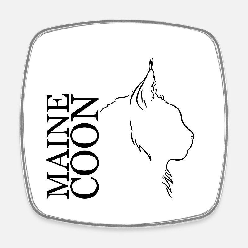 Maine Coon Profil Chats Chat Wilsigns - Magnet carré - blanc