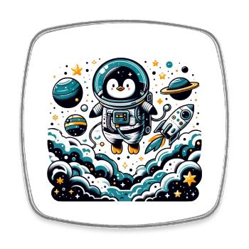 Pinguin als Astronaut für Pinguin Fan - Viereckiger Kühlschrankmagnet - Weiß - Vorne