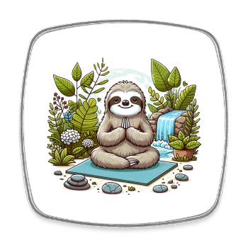 Yoga Relax Faultier Entspannen Chillen - Viereckiger Kühlschrankmagnet - Weiß - Vorne