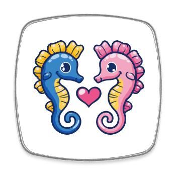 Seahorse Couple In Love Animal Valentine's Day - Square fridge magnet - white - Front