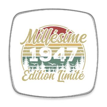 Millésime 1947 - Cadeau Pour le 77e Anniversaire - Magnet carré - blanc - Devant
