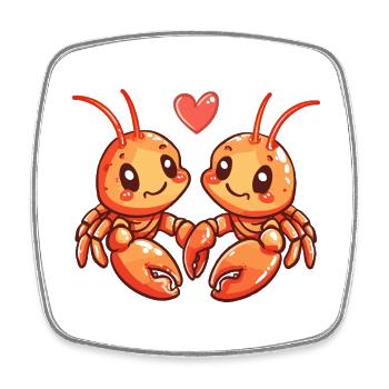 Couple De Homard Amoureux Cancer Animal Saint Valentin - Magnet carré - blanc - Devant