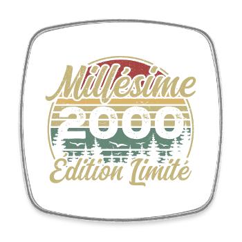 Millésime 2000 - Cadeau Pour le 24e Anniversaire - Magnet carré - blanc - Devant