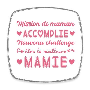 Mama-Mission erfüllt Oma kündigt Schwangerschaft an - Viereckiger Kühlschrankmagnet - Weiß - Vorne