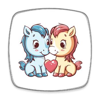 Cheval Couple Amour Couple Amoureux - Magnet carré - blanc - Devant
