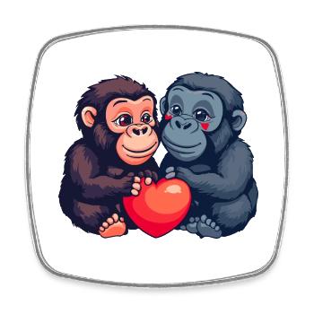 Gorille Couple Amour Couple Amoureux - Magnet carré - blanc - Devant