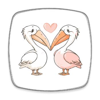 Pélican Couple Amour Couple Oiseau Amoureux - Magnet carré - blanc - Devant