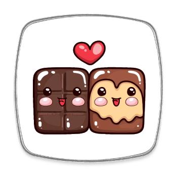Chocolate Couple Love Heart Funny - Square fridge magnet - white - Front