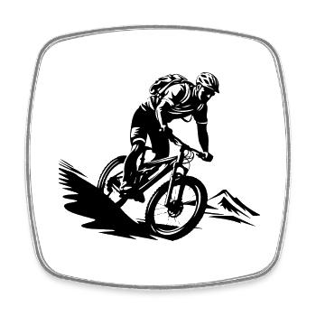 Mountain biker sport mountain bike - Square fridge magnet - white - Front