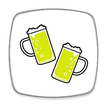 Verre à bière bière chope à bière - Magnet carré - blanc - Devant
