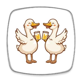 Gans Comic Bier Lustig Saufen - Viereckiger Kühlschrankmagnet - Weiß - Vorne